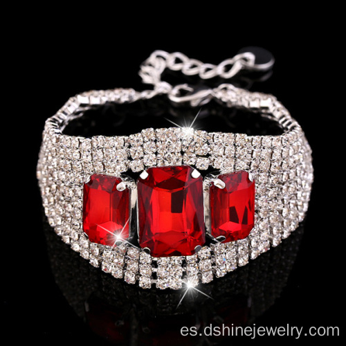 Brillante collar de cristal pulsera brazalete elástico de diamantes de imitación